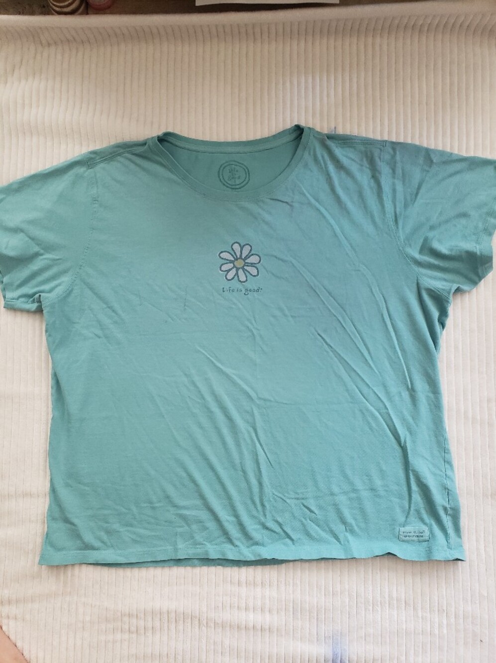 Light Teal Daisy Graphic Tee "Life is Good" XXL